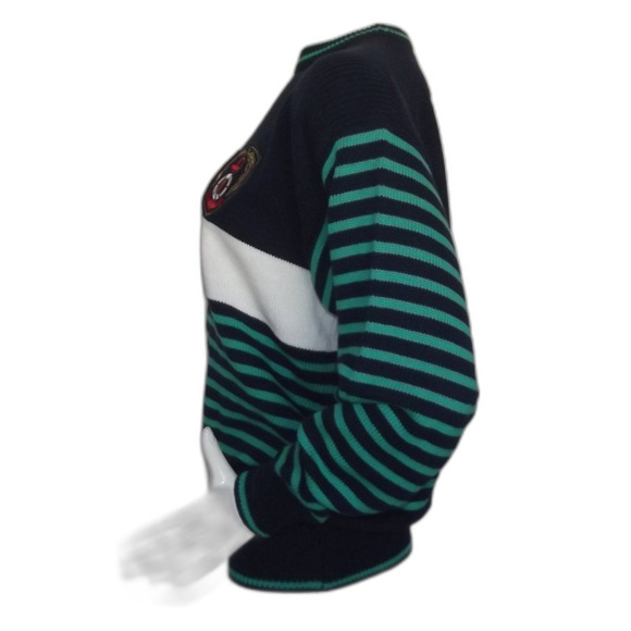 FIA ITALIA Sweater, M, Blue/White/Green stripes, Crested, Pullover, crew neck - Picture 7 of 11